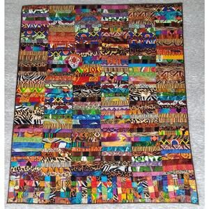 Beautiful 36"x41" Quilted Art Wall Hanging signed by Artist - Roadways of Africa